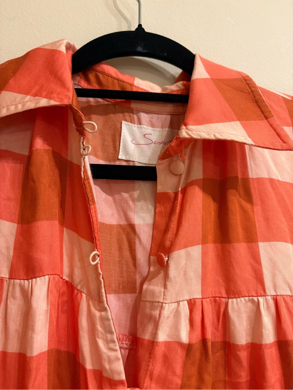 SUNDRESS Kelly Short Modal Mini Dress Plaid Gingham Coral NWT M/L - Picture 5 of 7